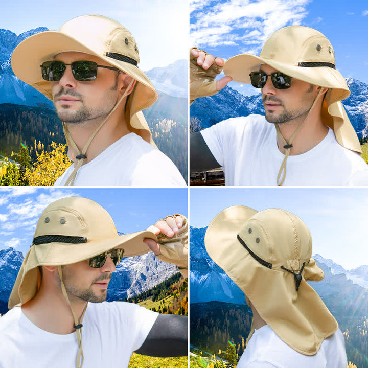 Sombrero tipo pescador de ala ancha con protección solar y solapa para el cuello