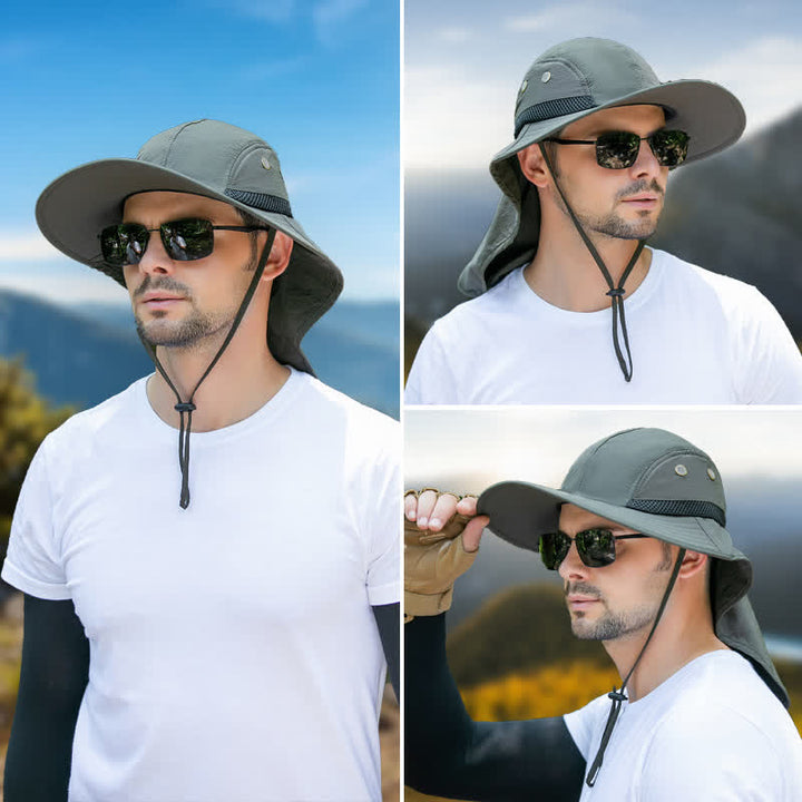 Sombrero tipo pescador de ala ancha con protección solar y solapa para el cuello