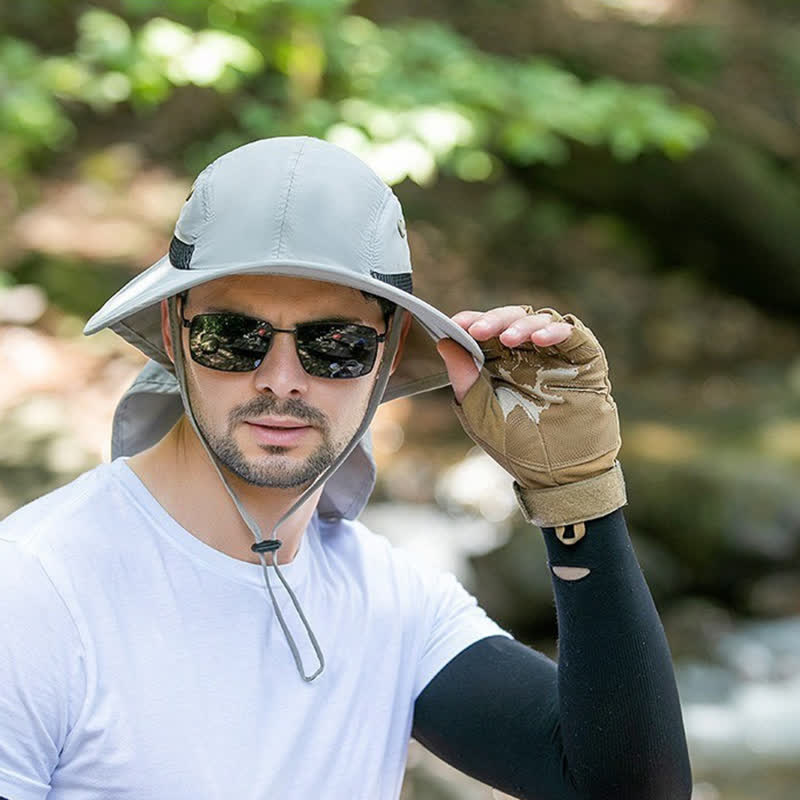 Sombrero tipo pescador de ala ancha con protección solar y solapa para el cuello