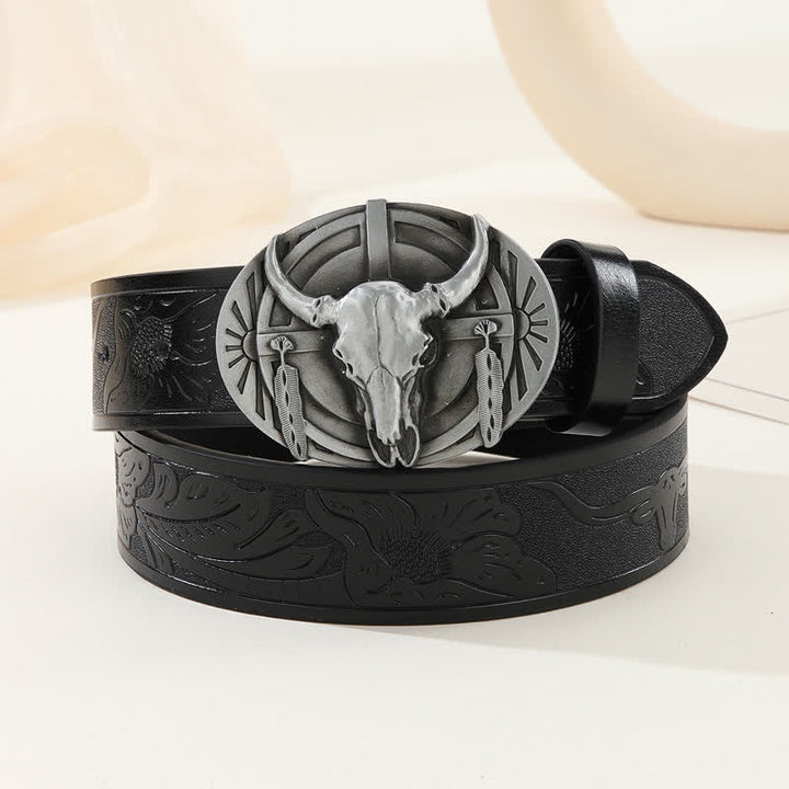 Cinturón de cuero Mad Bull grabado para hombre