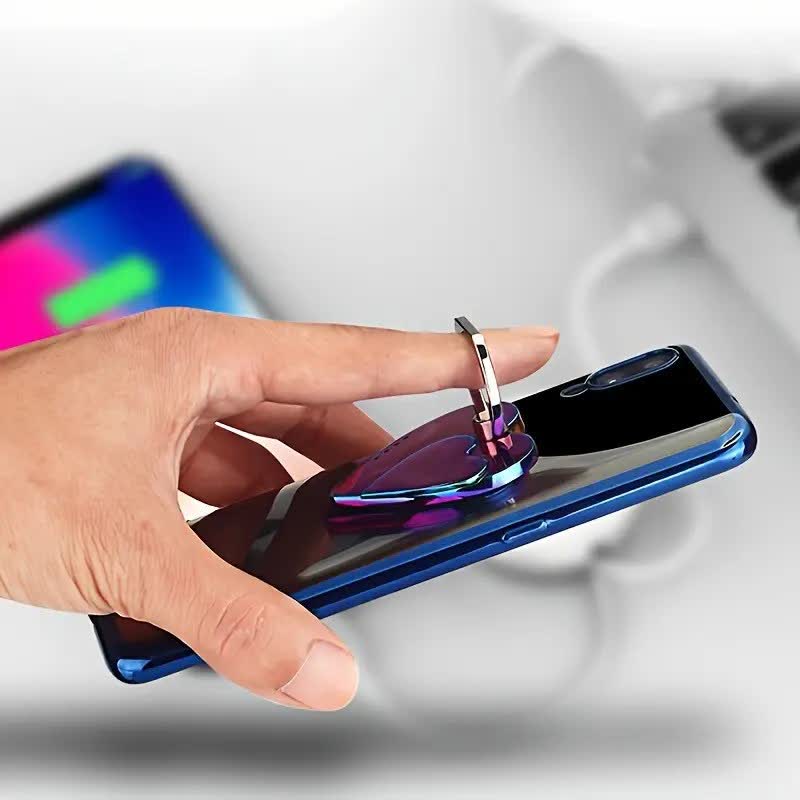 Encendedor eléctrico recargable con hebilla de anillo y soporte para teléfono con forma de corazón