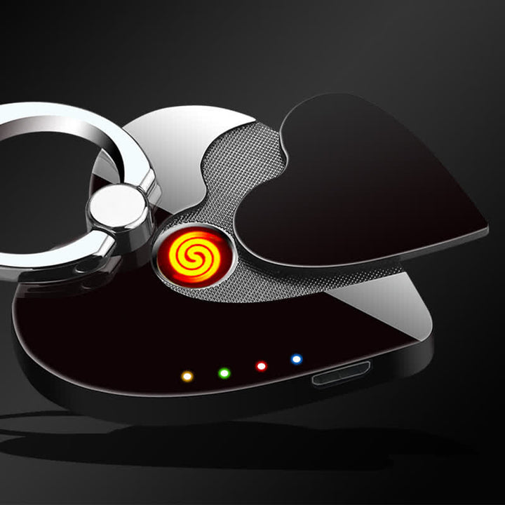 Encendedor eléctrico recargable con hebilla de anillo y soporte para teléfono con forma de corazón