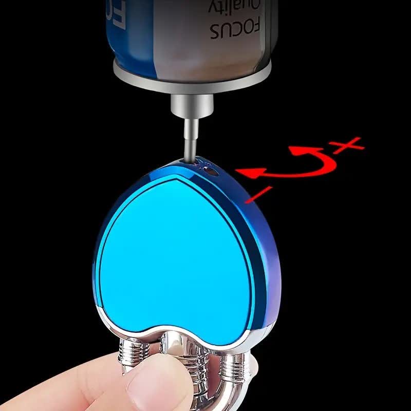 Encendedor de butano recargable de una sola llama con forma de corazón y candado