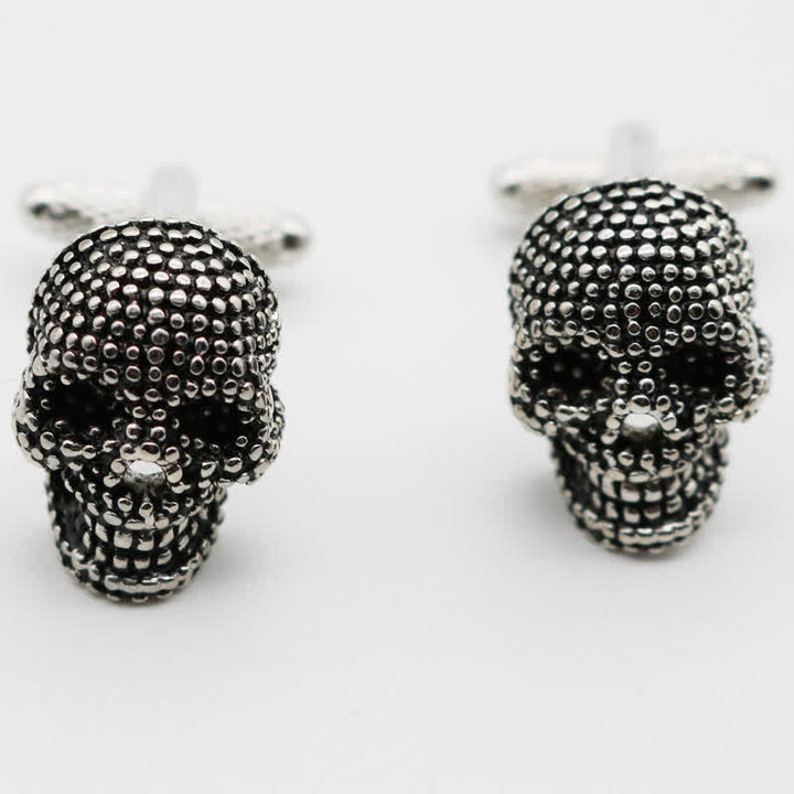Gemelos de calavera punk en tono plateado para hombre (1 par) - image 2