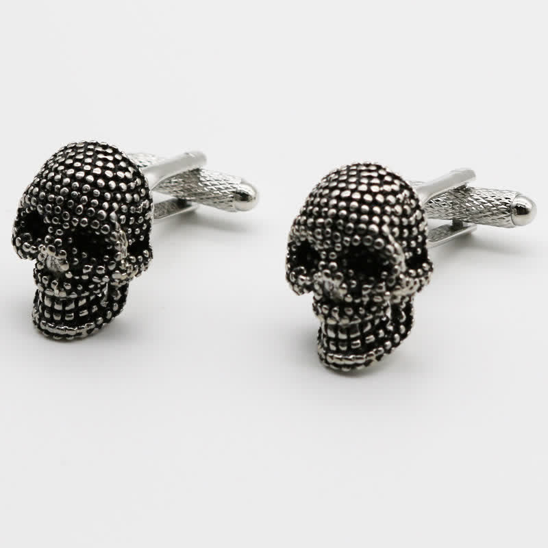 Gemelos de calavera punk en tono plateado para hombre (1 par) - Plata - image 0