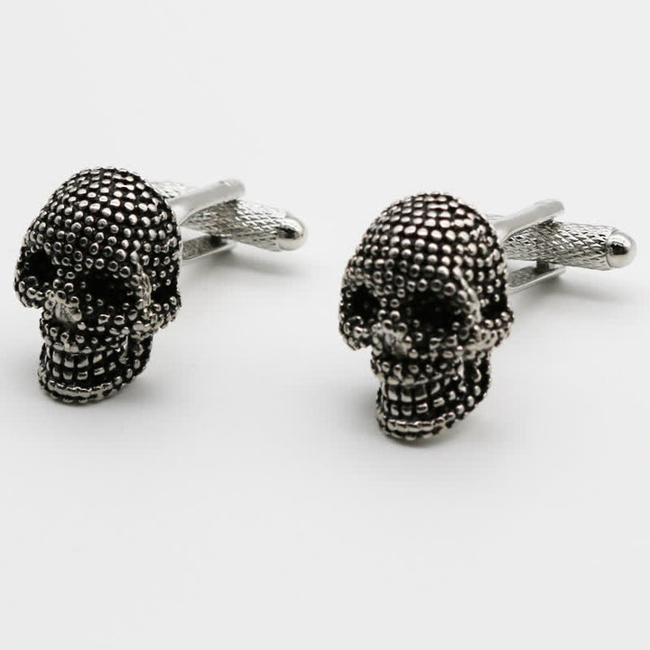 Gemelos de calavera punk en tono plateado para hombre (1 par) - Plata - image 0
