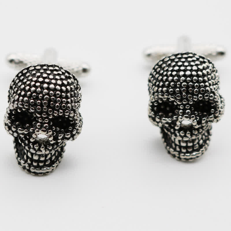 Gemelos de calavera punk en tono plateado para hombre (1 par) - image 3