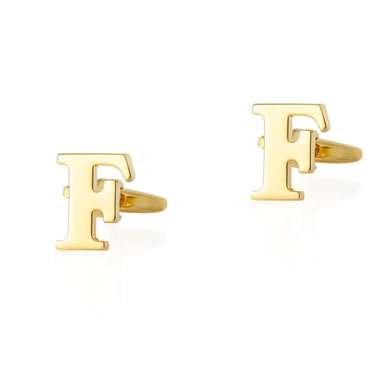 1 par de gemelos chapados en oro para hombre con la letra inicial del alfabeto 26