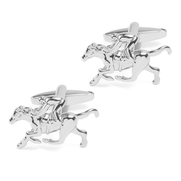 Gemelos plateados con diseño de caballo para hombre (1 par)