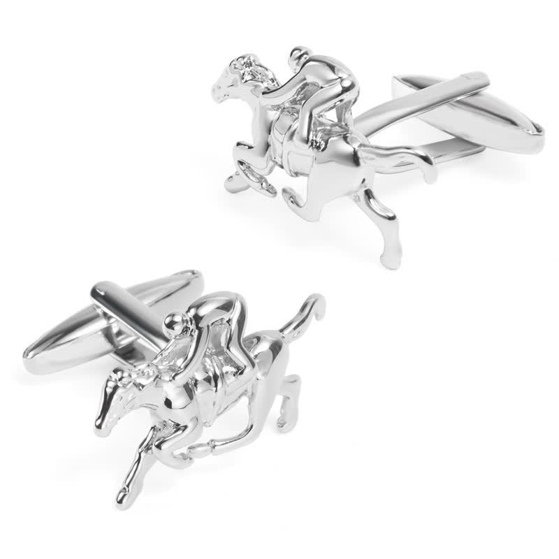 Gemelos plateados con diseño de caballo para hombre (1 par)