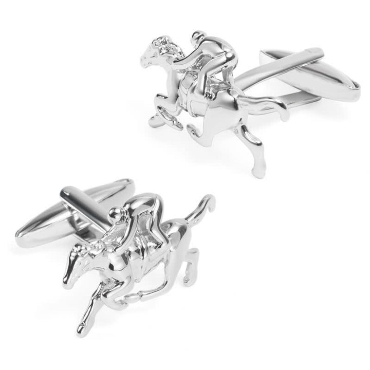 Gemelos plateados con diseño de caballo para hombre (1 par)