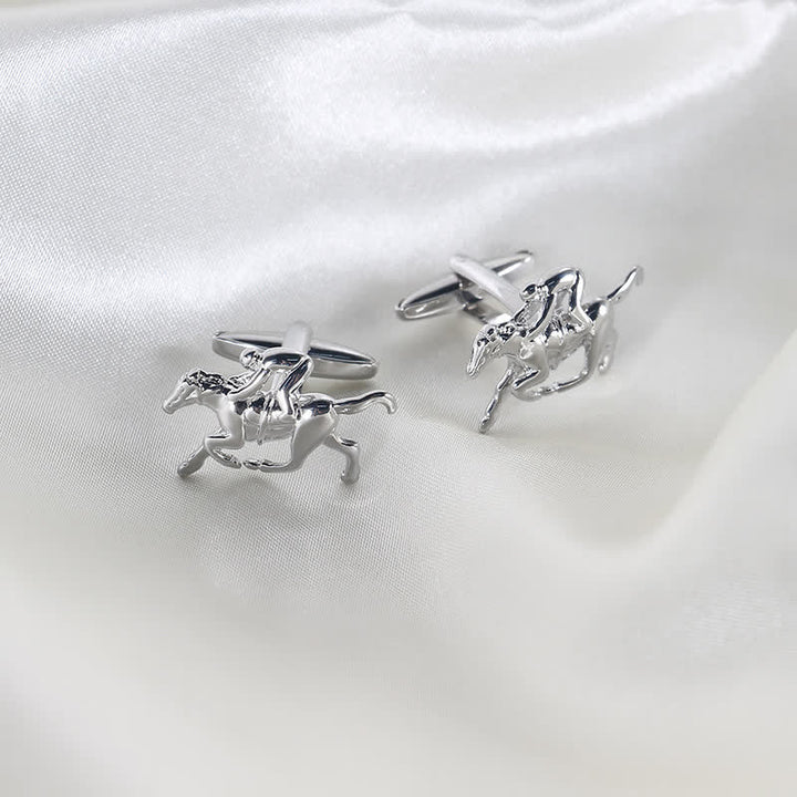Gemelos plateados con diseño de caballo para hombre (1 par)