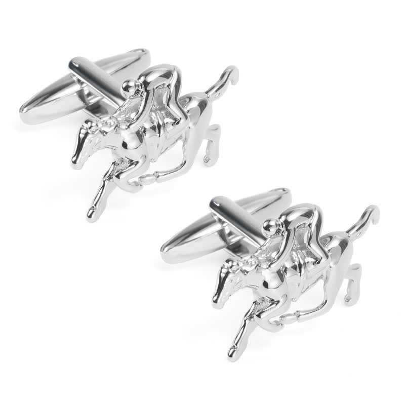 Gemelos plateados con diseño de caballo para hombre (1 par)