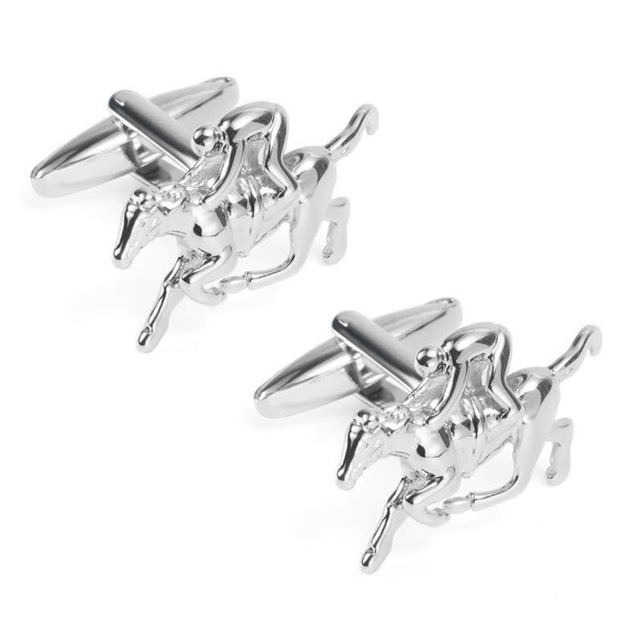 Gemelos plateados con diseño de caballo para hombre (1 par)