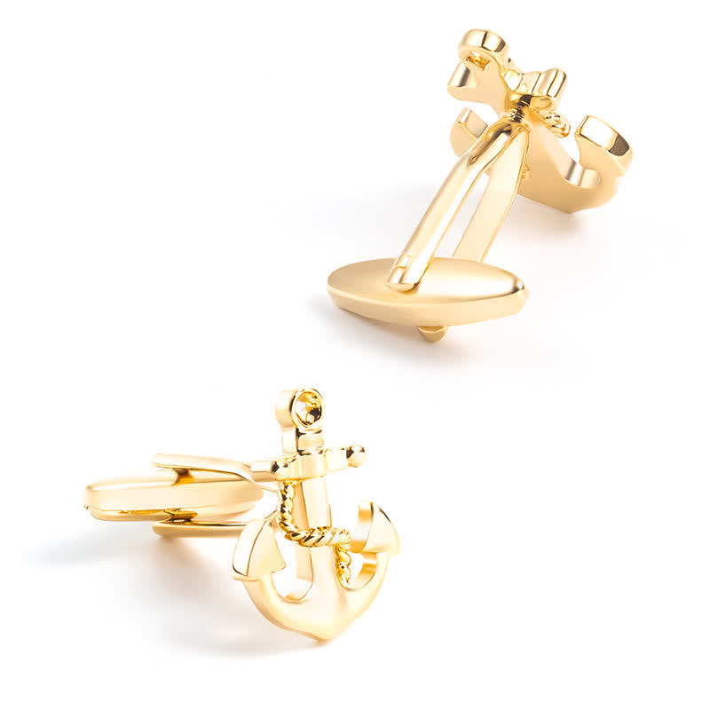 Gemelos de ancla de barco en tono dorado para hombre (1 par)