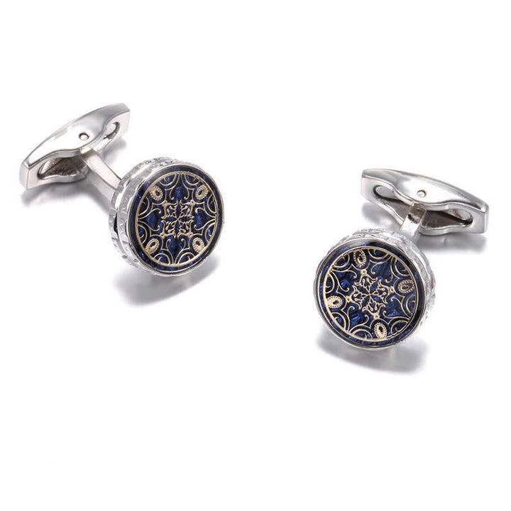 1 par de gemelos con diseño floral novedoso para hombre