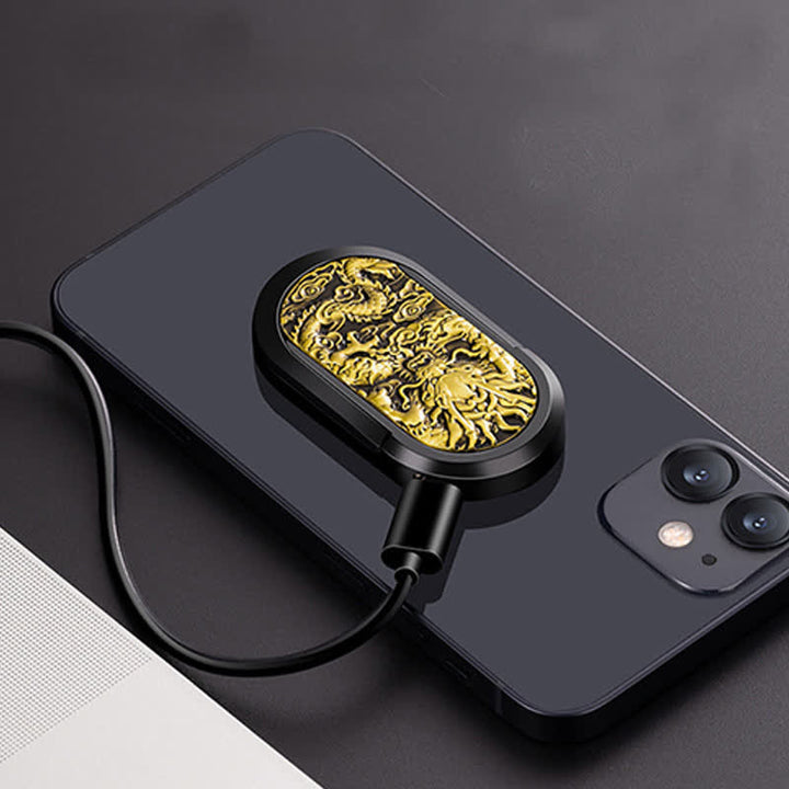 Soporte para teléfono con hebilla de anillo y encendedor eléctrico recargable Dragon Tiger