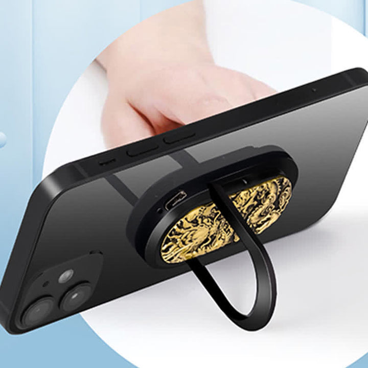 Soporte para teléfono con hebilla de anillo y encendedor eléctrico recargable Dragon Tiger