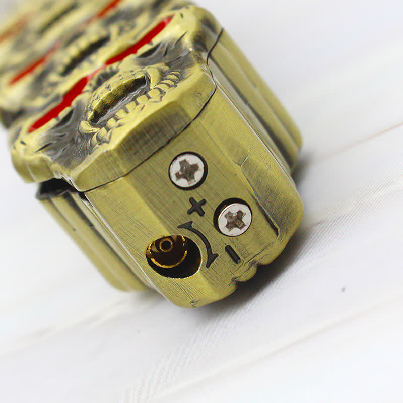 Encendedor de butano recargable con forma de calavera triple y cuchillo - image 10