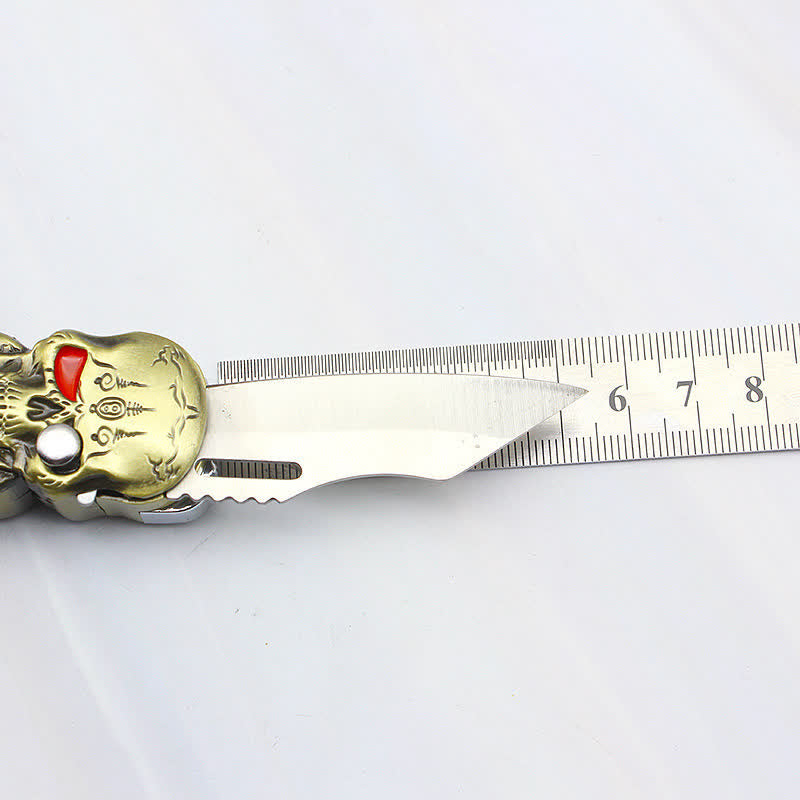 Encendedor de butano recargable con forma de calavera triple y cuchillo - image 11