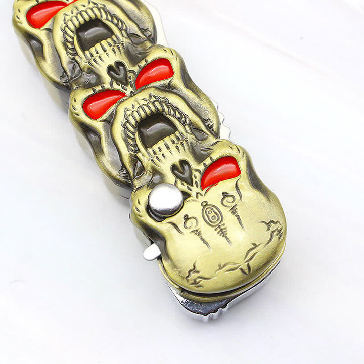 Encendedor de butano recargable con forma de calavera triple y cuchillo - image 8