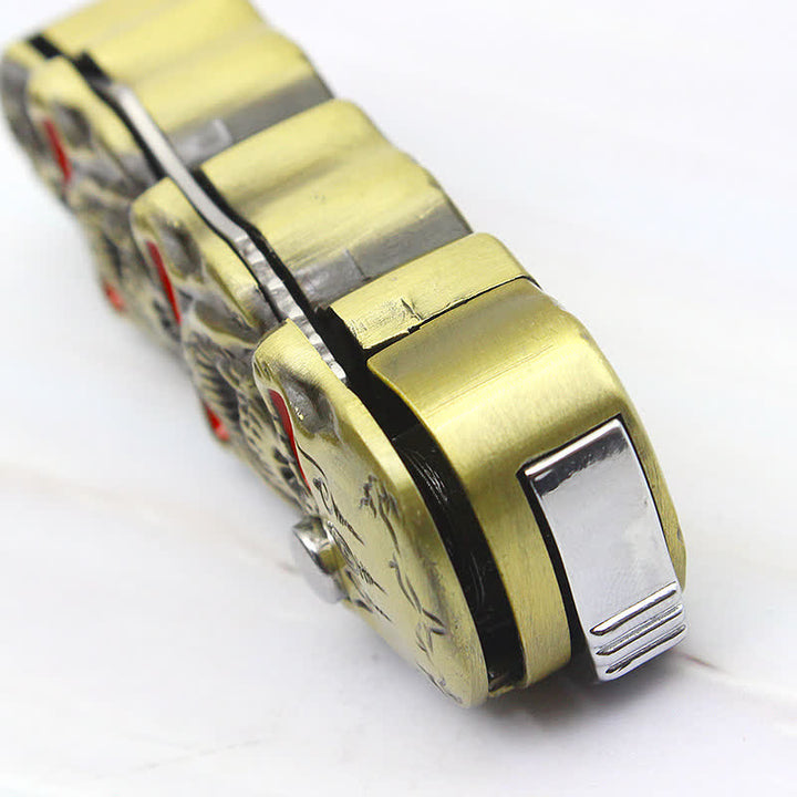 Encendedor de butano recargable con forma de calavera triple y cuchillo - image 9