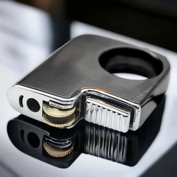 Encendedor de butano recargable con mango creativo en forma de anillo