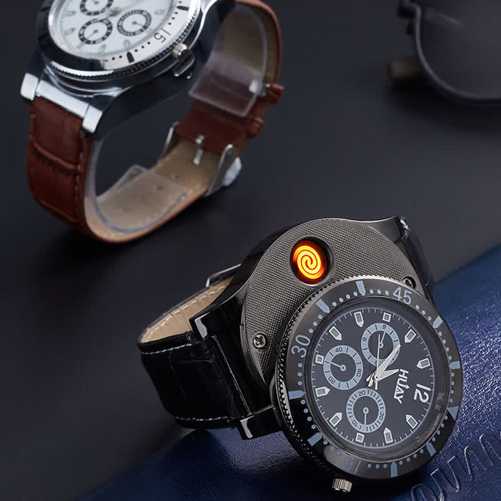 Encendedor de reloj eléctrico recargable funcional 2 en 1