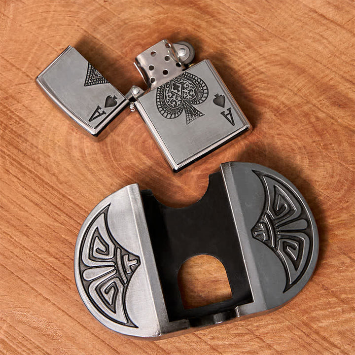 Cinturón de cuero para póquer Lucky ACE para hombre, hecho a mano, con encendedor oculto
