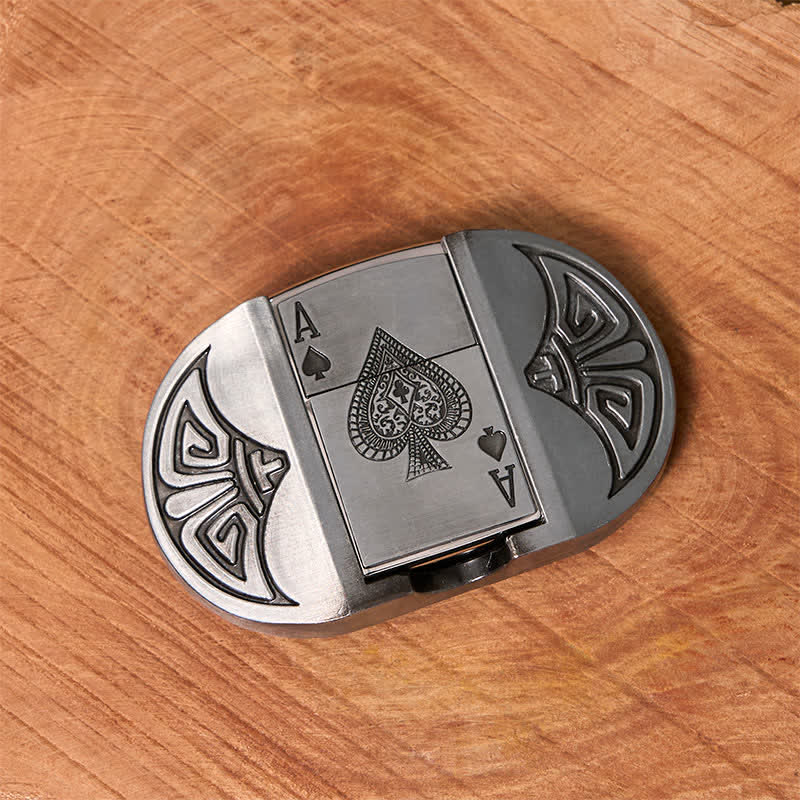 Cinturón de cuero para póquer Lucky ACE para hombre, hecho a mano, con encendedor oculto