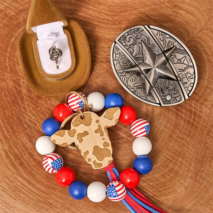 Conjunto de collar y pulsera con hebilla de cinturón y cuchillo oculto de estrella DIY con bandera estadounidense