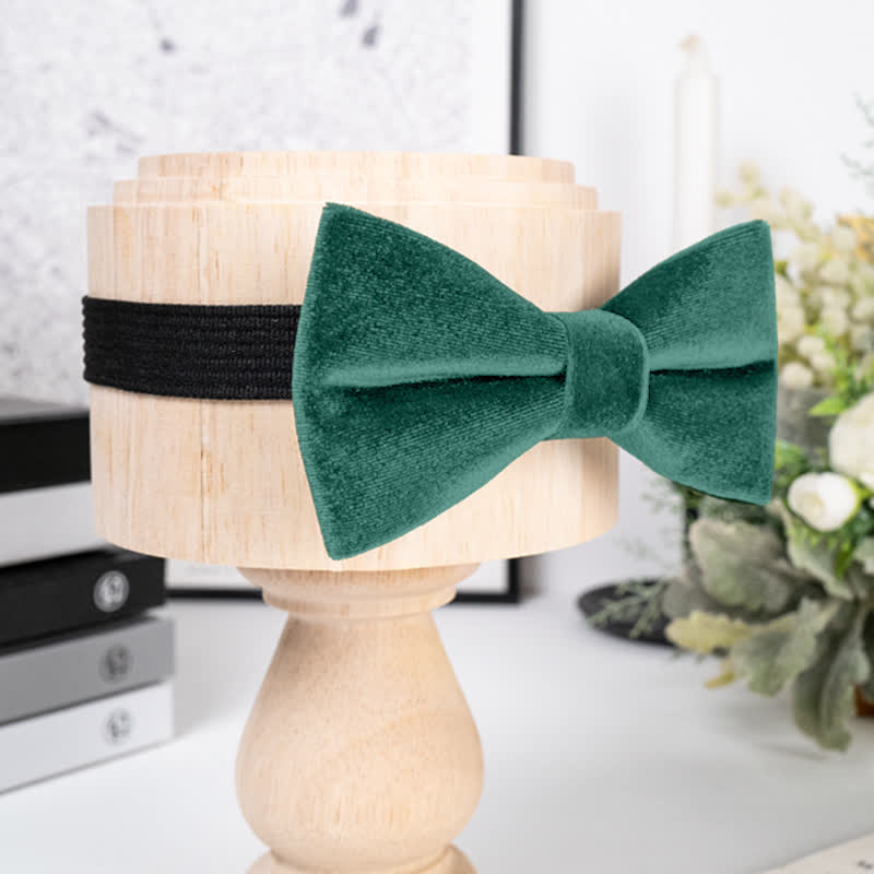 Pajarita de terciopelo de color verde esmeralda liso para hombre
