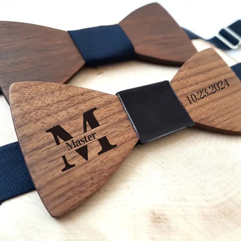 Pajarita de madera para boda con nombre personalizado grabado para hombre - image 5