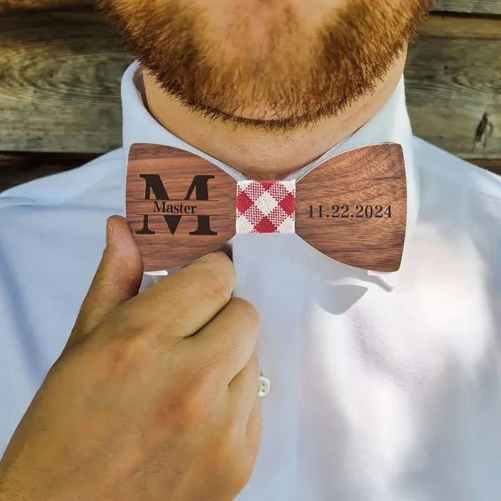 Pajarita de madera para boda con nombre personalizado grabado para hombre - image 3