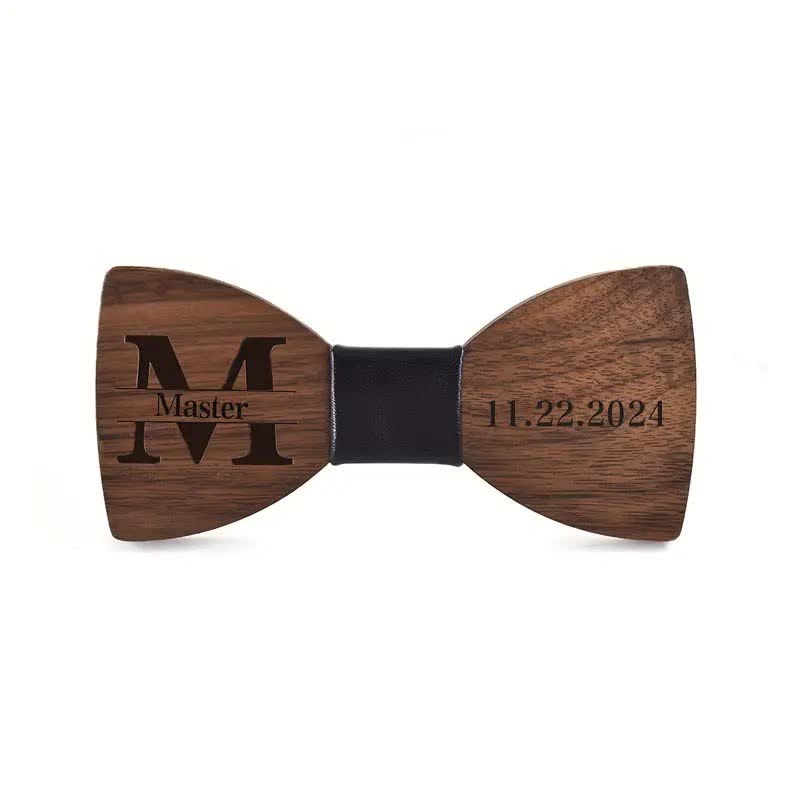 Pajarita de madera para boda con nombre personalizado grabado para hombre - image 1