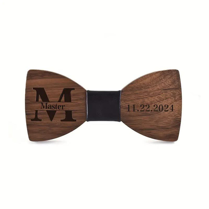 Pajarita de madera para boda con nombre personalizado grabado para hombre - image 1