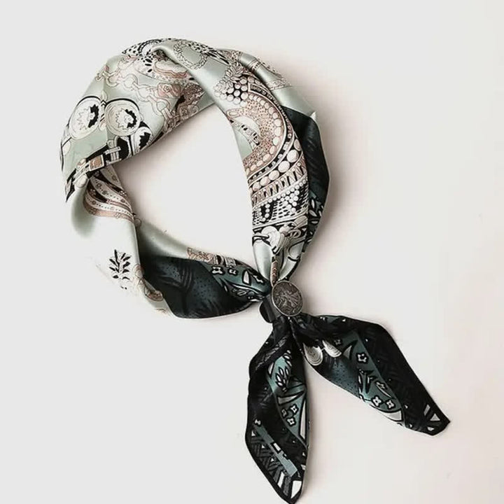Bufanda de seda larga y fina estilo vintage con vegetación para hombre