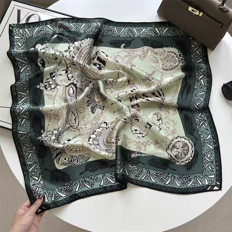 Bufanda de seda larga y fina estilo vintage con vegetación para hombre