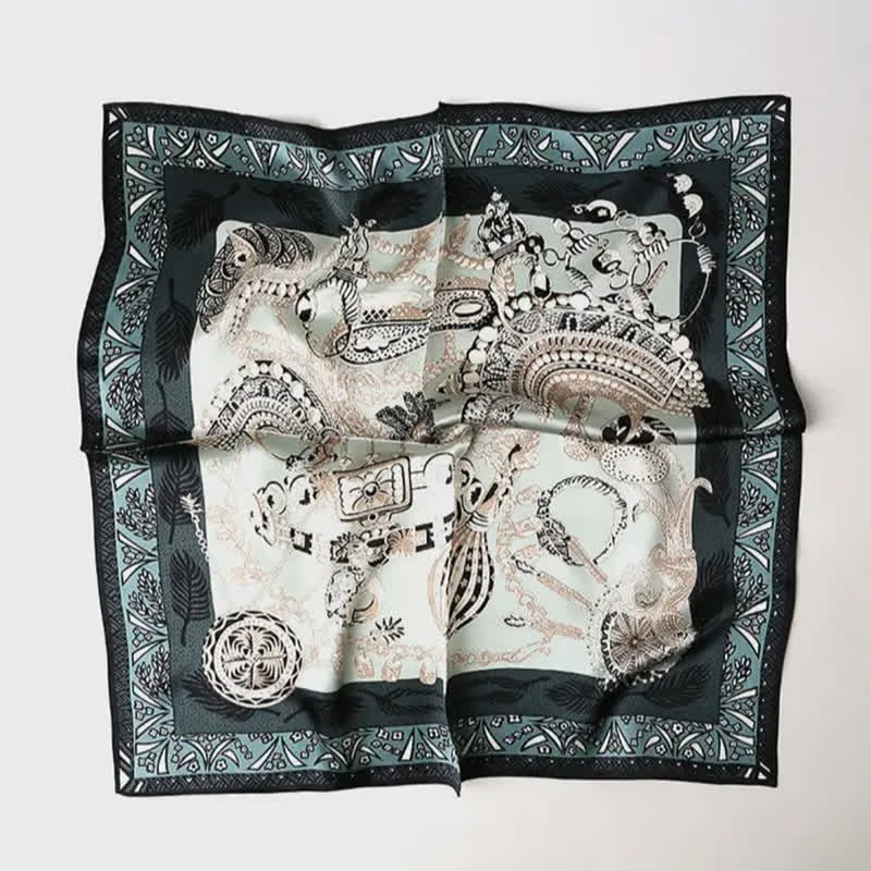 Bufanda de seda larga y fina estilo vintage con vegetación para hombre