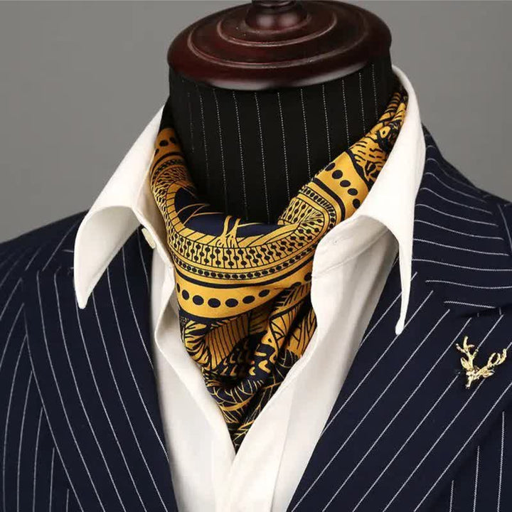 Corbata cuadrada de seda morera con estampado de selva tropical para hombre