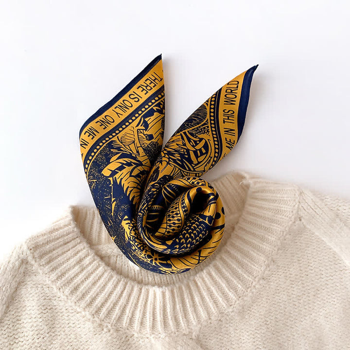 Corbata cuadrada de seda morera con estampado de selva tropical para hombre