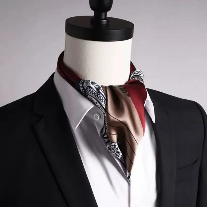 Elegante pañuelo cuadrado de seda de imitación con estampado paisley a juego para hombre