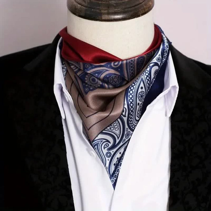 Elegante pañuelo cuadrado de seda de imitación con estampado paisley a juego para hombre
