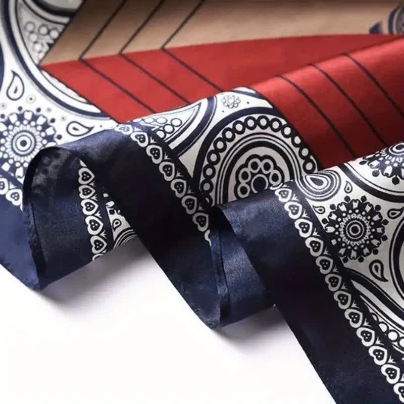 Elegante pañuelo cuadrado de seda de imitación con estampado paisley a juego para hombre