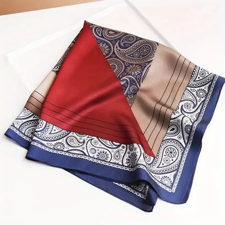 Elegante pañuelo cuadrado de seda de imitación con estampado paisley a juego para hombre