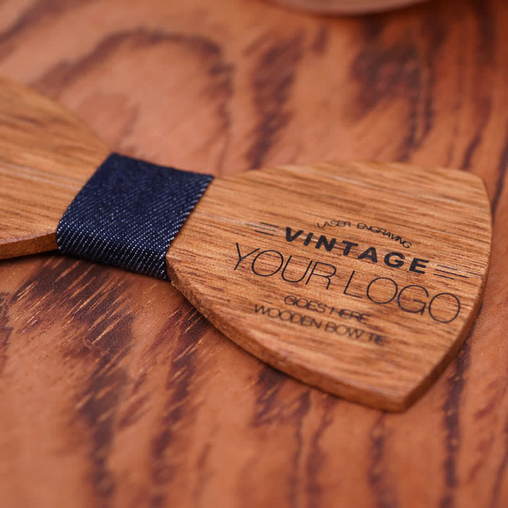 Pajarita de boda de madera de begonia grabada con nombre personalizado para hombre