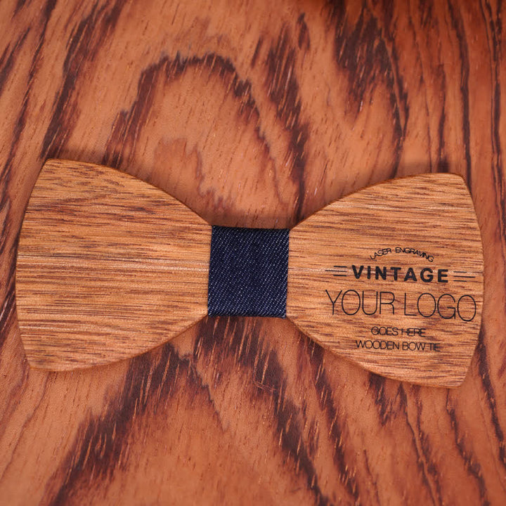 Pajarita de boda de madera de begonia grabada con nombre personalizado para hombre