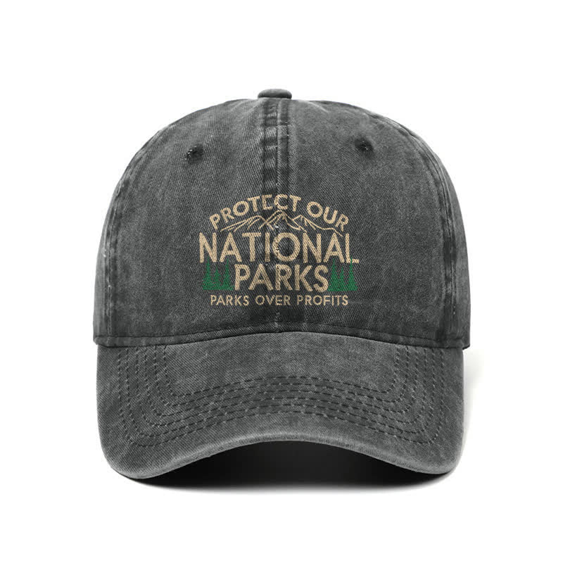 Gorra de béisbol ajustable "Protejamos nuestros parques nacionales, los parques por encima de las ganancias"