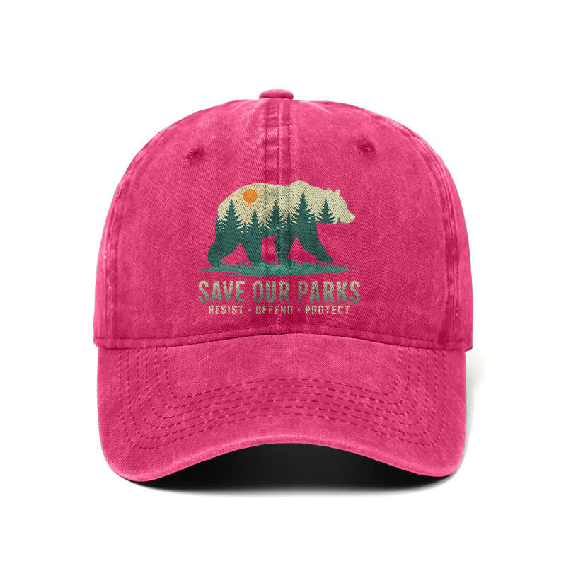 Gorra de béisbol ajustable de mezclilla lavada Forest Bear Save Our Parks