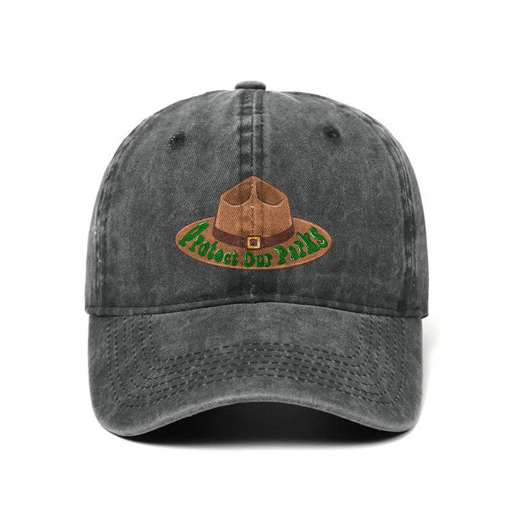 Sombrero de béisbol ajustable con estampado de vaquero "Protejamos nuestros parques"